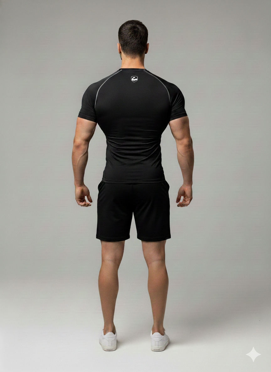 Men Standard Half Sleeve Black Compression T-Shirt