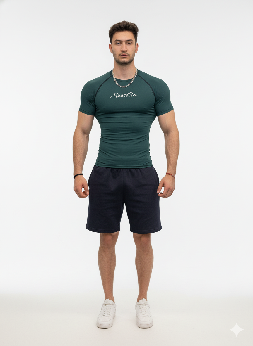 Men Standard Half Sleeve emerald Compression T-Shirt
