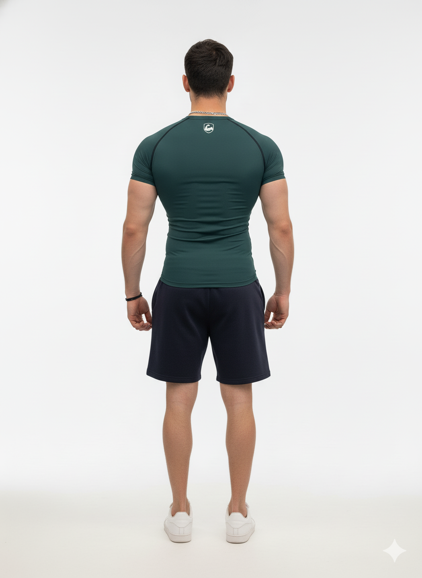 Men Standard Half Sleeve emerald Compression T-Shirt